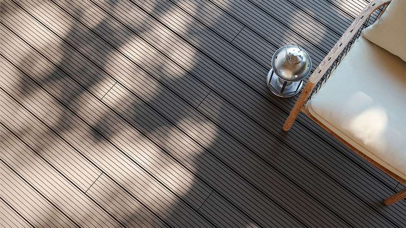 planeo LineWood WPC Terrassendiele Massiv - Hellgrau 4.2m gerillt/genutet