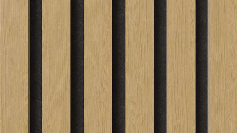 planeo Akustikpaneele - Eiche Natur 2480 x 600 x 21.5 mm | schwer entflammbar Brandschutz Klasse B