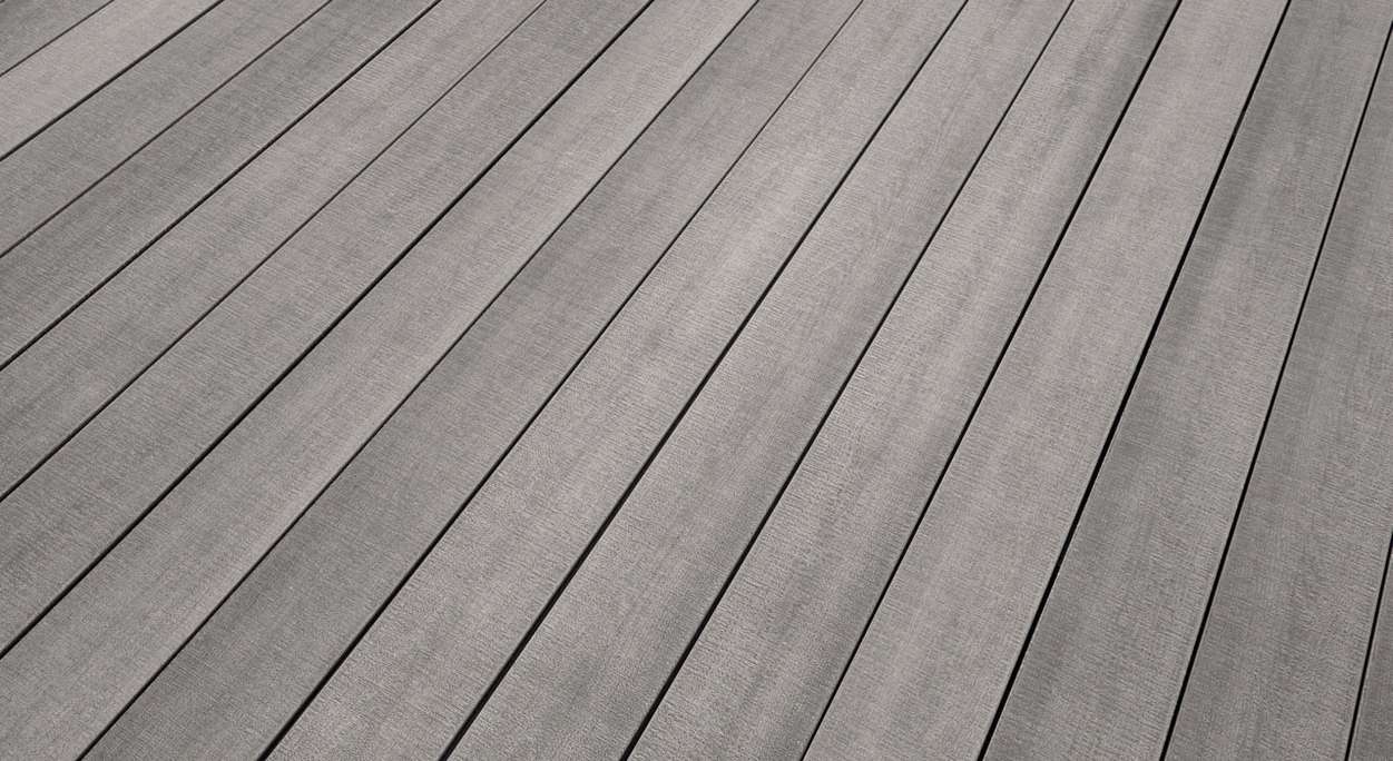 Komplett-Set TitanWood 3m Massivdiele Holzstruktur Hellgrau 42.3m² inkl. Alu-UK