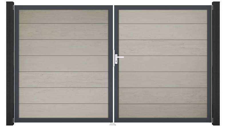 planeo Gardence Strong XL - BPC-Tor - 2-flügelig Bi-Color Sand mit Alurahmen