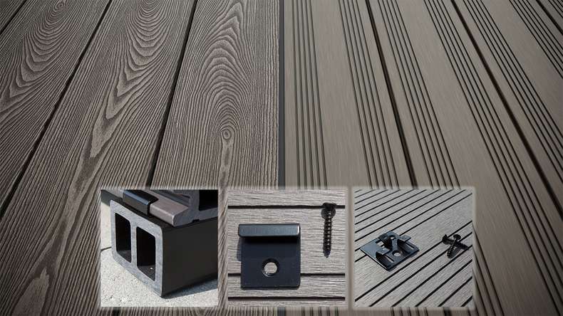 planeo SolidWood WPC-Terrasse Komplett-Set Massivdiele 3.6m (19.05m²) - Hellgrau französisch/strukturiert