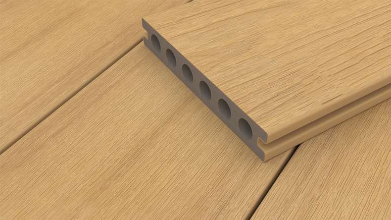 planeo WOODLine Nature - 3m WPC CoEx ummantelte Terrassendiele Verbundprofil leicht - Sand strukturiert/glatt gebürstet