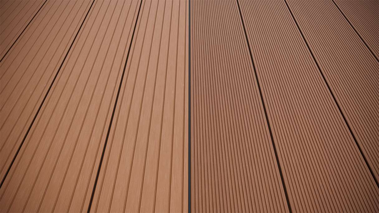 planeo LightWood WPC Terrassendiele Hohlkammer - Hellbraun 3m gerillt/genutet