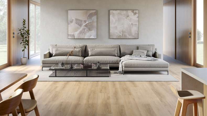 planeo Rigid Klick Vinyl - SolutionX 2in1 Eiche Hellbraun | Trittschalldämmung integr. (ECF-0008)