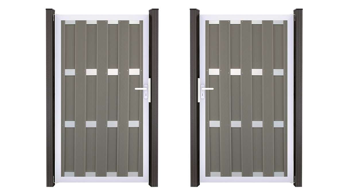 planeo Gardence Premade - BPC-Tor Hellgrau 100 x 180 x 4 cm - Silber-Alurahmen