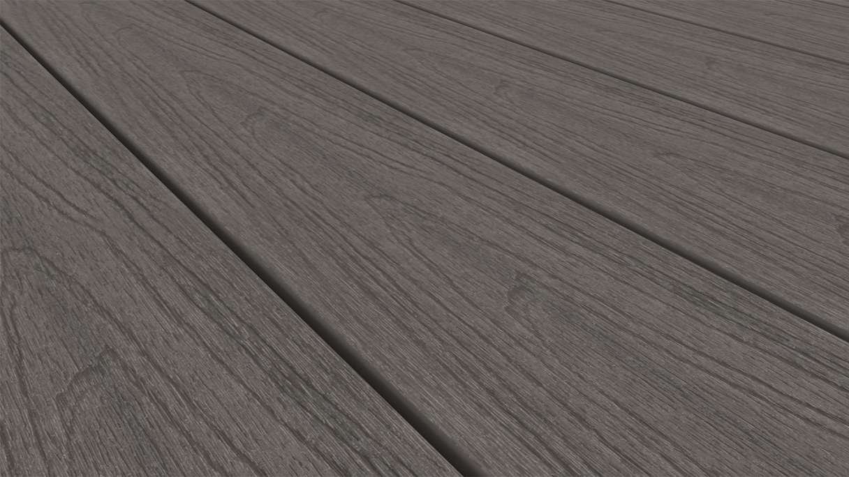 planeo WOODLine Nature - 3m WPC CoEx ummantelte Terrassendiele Verbundprofil leicht - Dunkelgrau strukturiert/glatt gebürstet