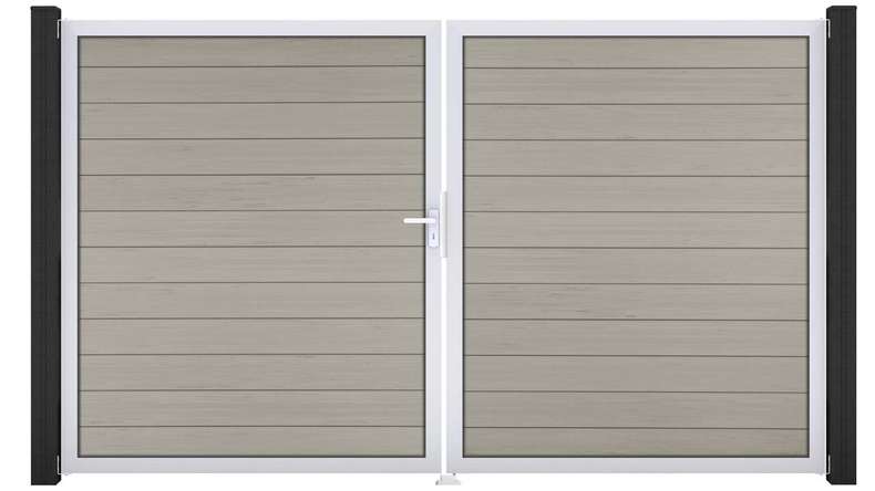 planeo Gardence Strong - BPC-Tor - 2-flügelig Bi-Color Sand mit Alurahmen 