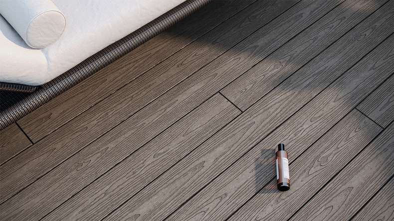 planeo CoEXWood WPC-Terrasse Komplett-Set Massivdiele 4.2m (18.52m²) - Grau/Zement strukturiert