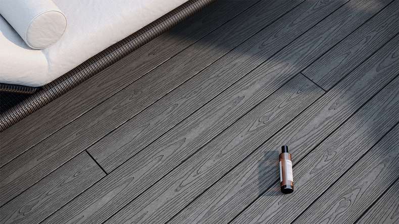 planeo CoEXWood WPC-Terrasse Komplett-Set Massivdiele - Grau/Zement strukturiert