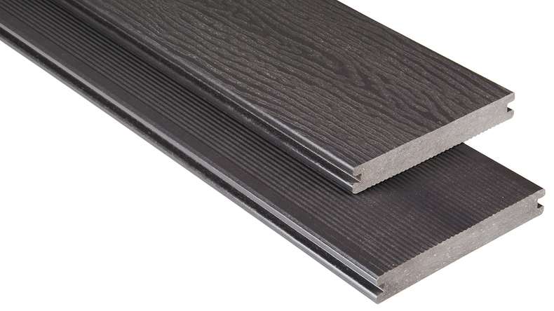 planeo WPC - Terrassendiele massiv Graubraun geprägt/geriffelt - 1m bis 6m