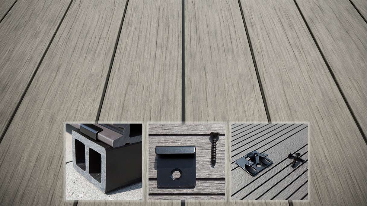 planeo AntikWood WPC-Terrasse Komplett-Set Massivdiele 3.6m (44.45m²) - Steingrau antik gealtert