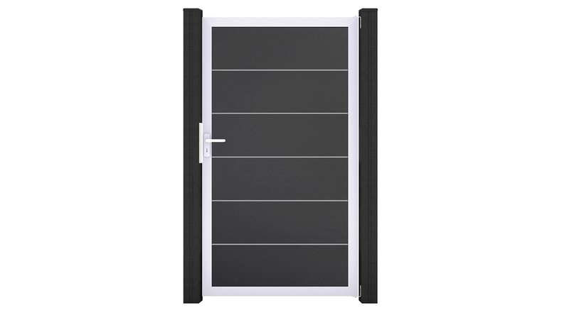planeo Gardence Simply Premium - PVC-Universaltor Anthrazit mit Alu-Rahmen in Silber | EV1 100 x 180 cm