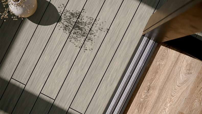planeo AntikWood WPC-Terrasse Komplett-Set Massivdiele 4.2m (22.23m²) - Steingrau antik gealtert