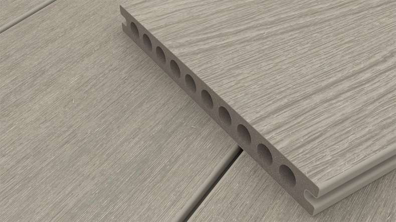 planeo MAXLine Nature - 3m WPC CoEx ummantelte XL Terrassendiele Verbundprofil leicht - Hellgrau strukturiert/glatt gebürstet