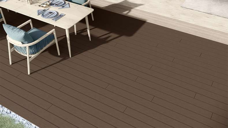 planeo LineWood WPC Terrassendiele Massiv - Dunkelbraun 3m gerillt/genutet