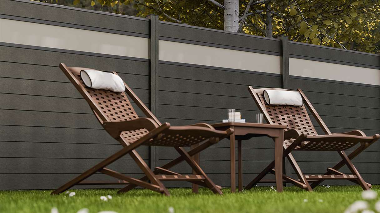 planeo Gardence Strong - BPC-Steckzaun Glas Satiniert Anthrazitgrau 180 x 180 cm