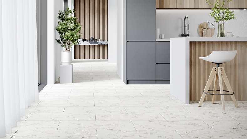 planeo Rigid Klick Vinyl - Stone Carrara Marble Matt | Trittschalldämmung integr. (100P2921MT)