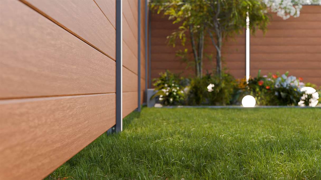 planeo Gardence Simply Small - PVC-Steckzaun Golden Oak 180 x 180 cm
