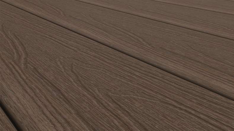 planeo MAXLine Nature - 3m WPC CoEx ummantelte XL Terrassendiele Verbundprofil leicht - Ipe Braun strukturiert/glatt gebürstet