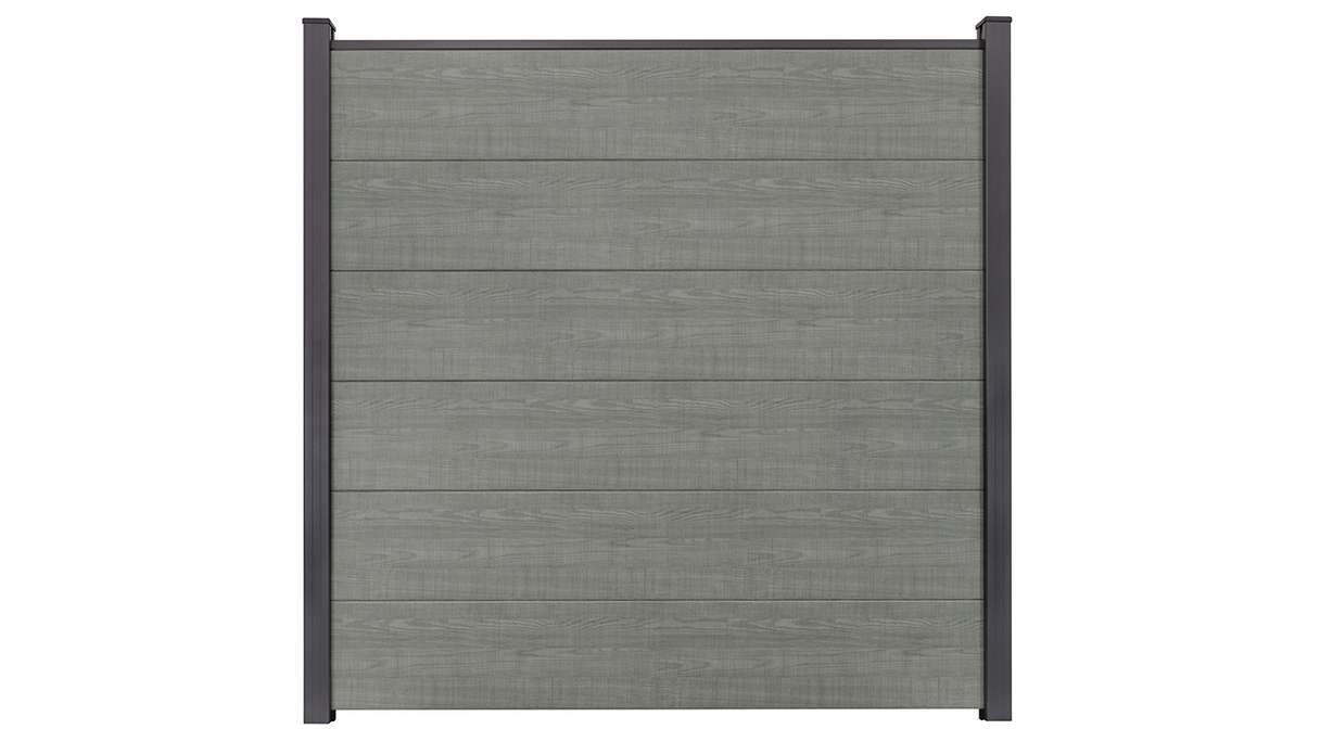 planeo Gardence Simply Small - PVC-Steckzaun Grey Ash Cut 180 x 180 cm