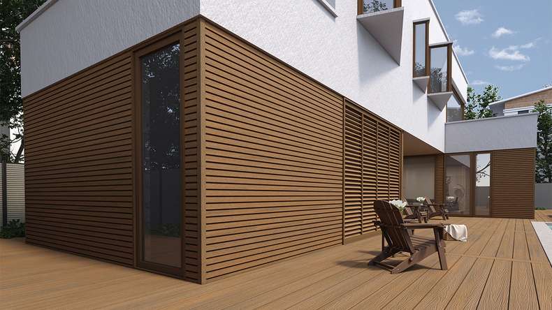 planeo LINEA Slim - WPC CoEx Fassadenverkleidung Burma Teak 2900 x 215 mm