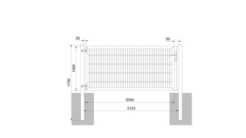 planeo Universaltor schwer 1-flg. Feuerverzinkt H 1000 x B 2125 mm inkl. Torpfosten