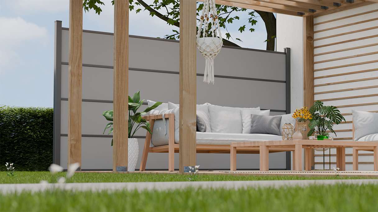planeo Gardence Resistant - HPL-Steckzaun Uni Grau 180 x 183 cm