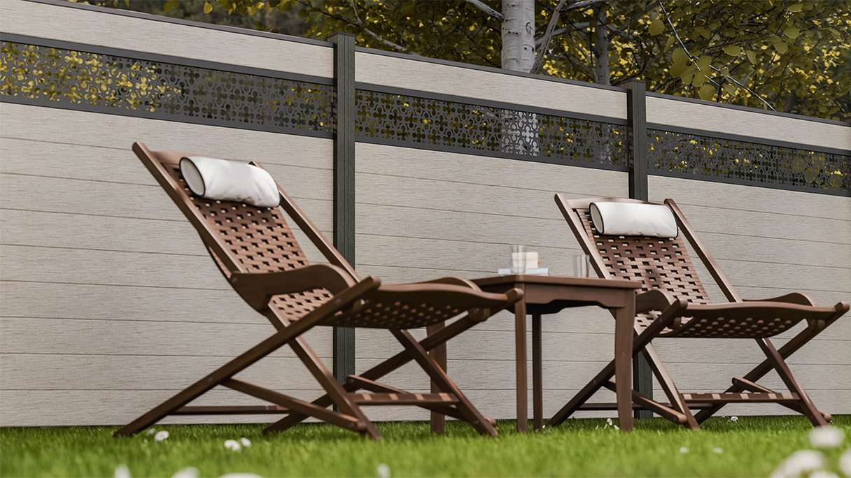 planeo Gardence Strong - BPC-Steckzaun Oriental Bi-Color Sand 180 x 180 cm