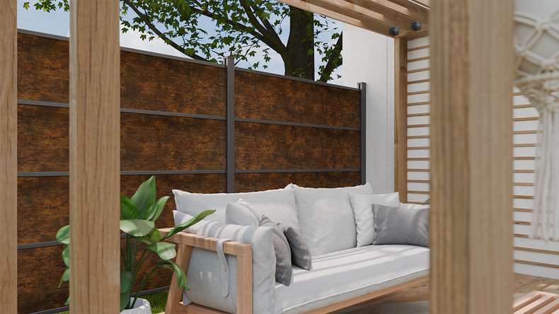 planeo Gardence Resistant - HPL-Steckzaun Rostoptik 180 x 183 cm