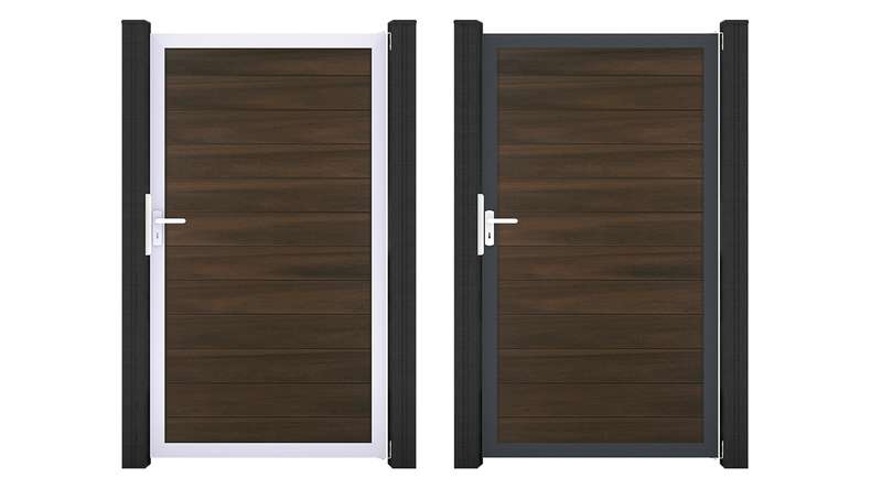 planeo Gardence Strong - BPC-Universaltor Walnuss co-ex mit Alurahmen 100 x 180 cm