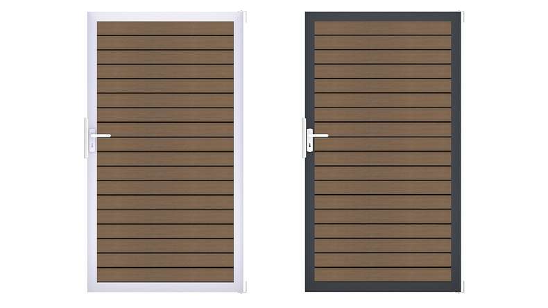 planeo Gardence Trendy - BPC-Rhombus Universaltor - Teak co-extrudiert mit Alu-Rahmen 100 x 180 x 4cm