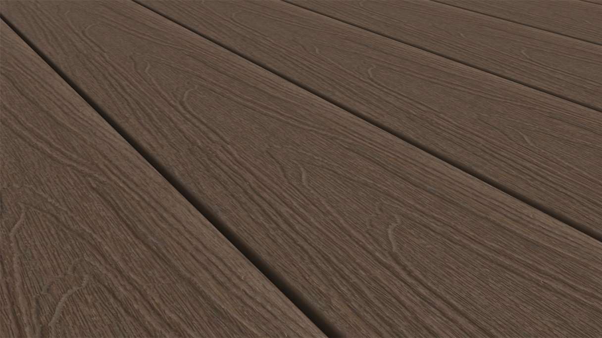 planeo WOODLine Nature - 3m WPC CoEx ummantelte Terrassendiele Verbundprofil leicht - Ipe Braun strukturiert/glatt gebürstet