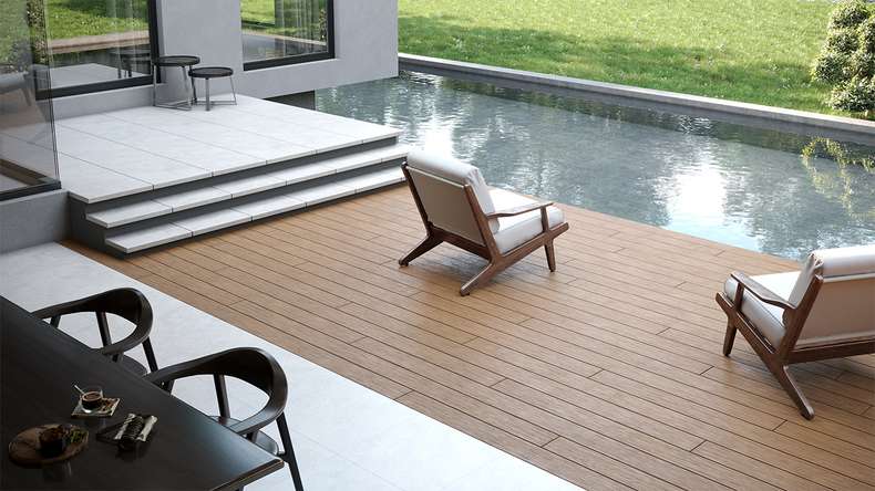 planeo TitanWood - Massivdiele dunkel-braun antik gealtert/gebürstet 4m | 5m