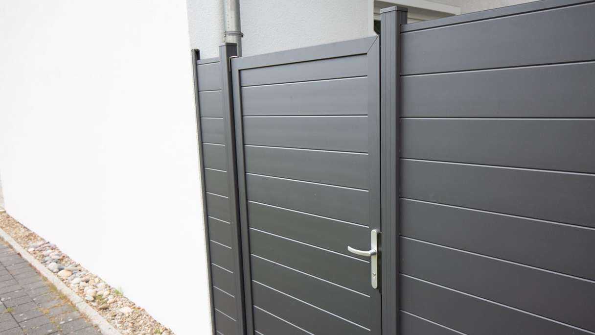 planeo Gardence Metallic - Alu-Gartenzaun Quadratisch Anthrazitgrau DB 703