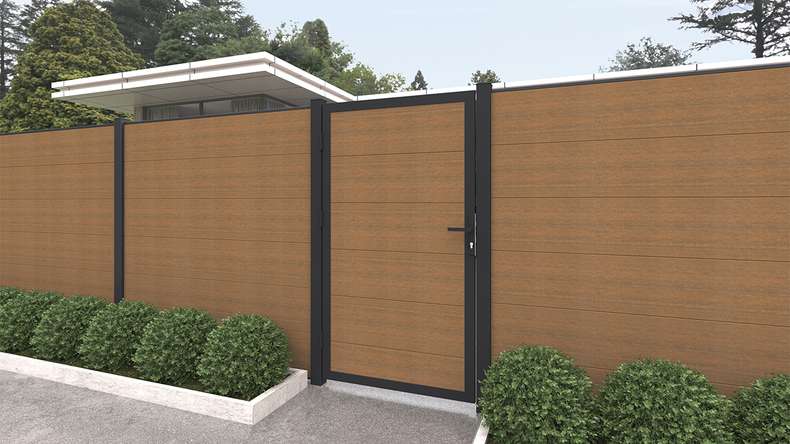 planeo INFINITY XL-Board - WPC CoEx Steckzaun Burma Teak 176 x 183 cm