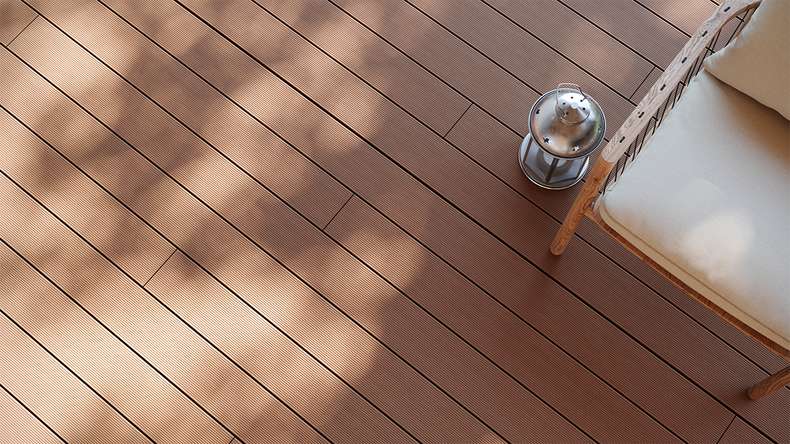 planeo LightWood WPC-Terrasse Komplett-Set Hohlkammerdiele 4.2m (10.08m²) - Hellbraun gerillt/genutet
