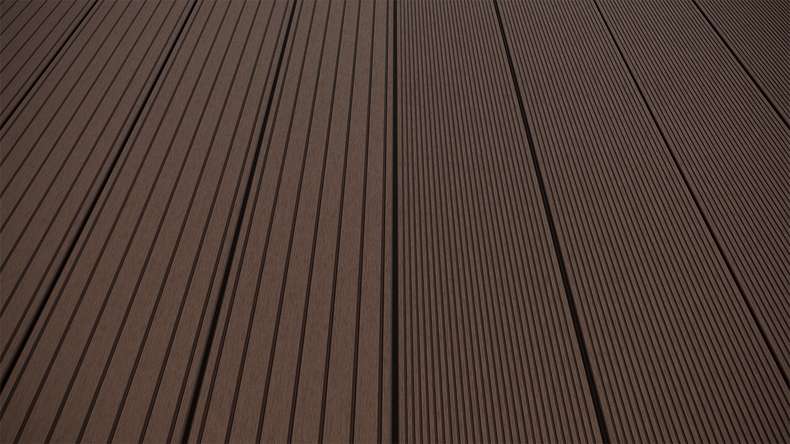 planeo LineWood WPC Terrassendiele Massiv - Dunkelbraun 3m gerillt/genutet