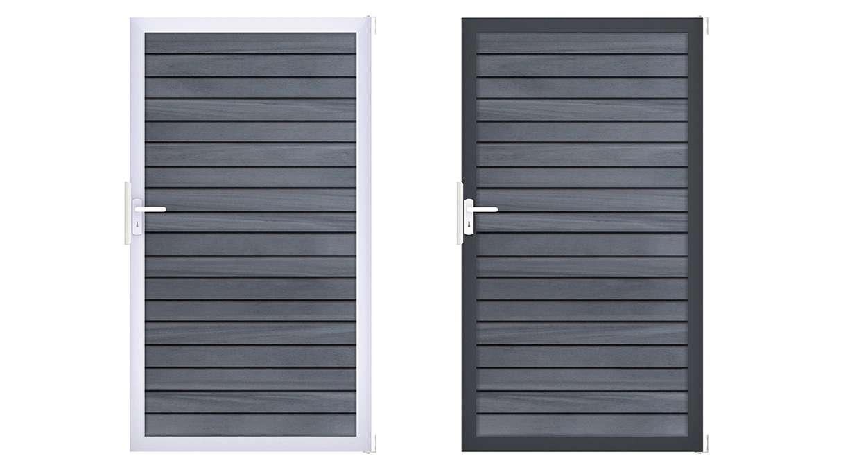 planeo Gardence Trendy - BPC-Rhombus Universaltor - Steingrau co-extrudiert mit Alurahmen 100 x 180 x 4 cm