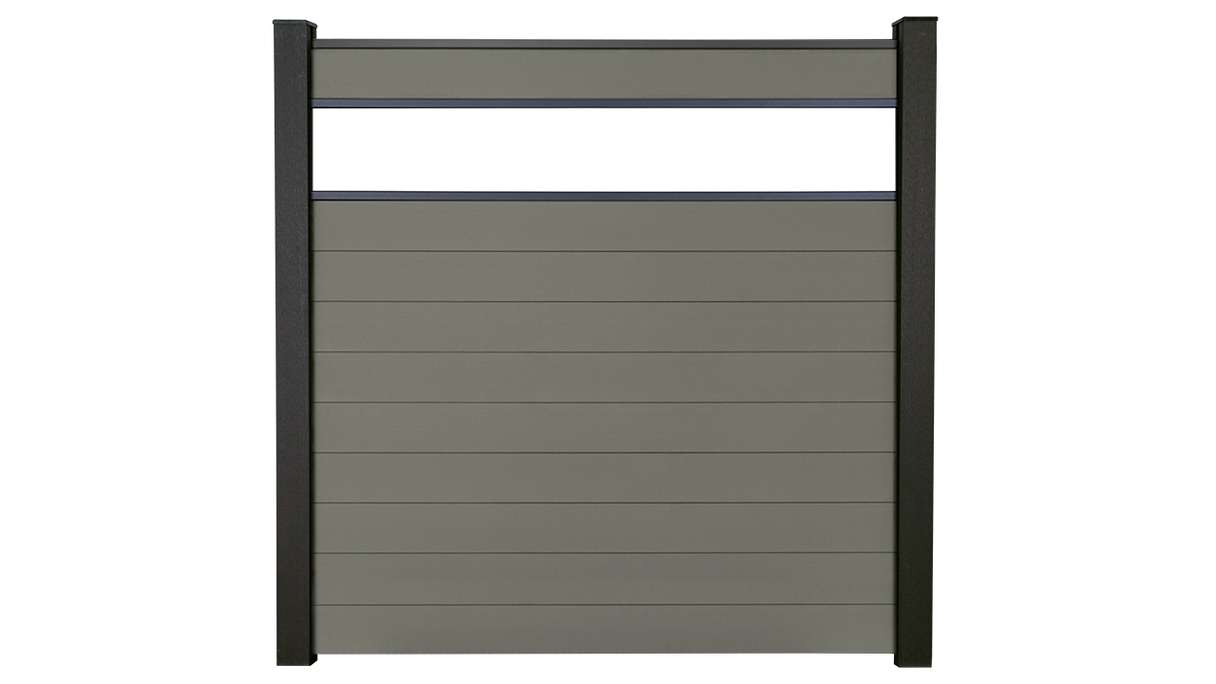 planeo Gardence Strong - BPC-Steckzaun Glas Satiniert Grau 180 x 180 cm