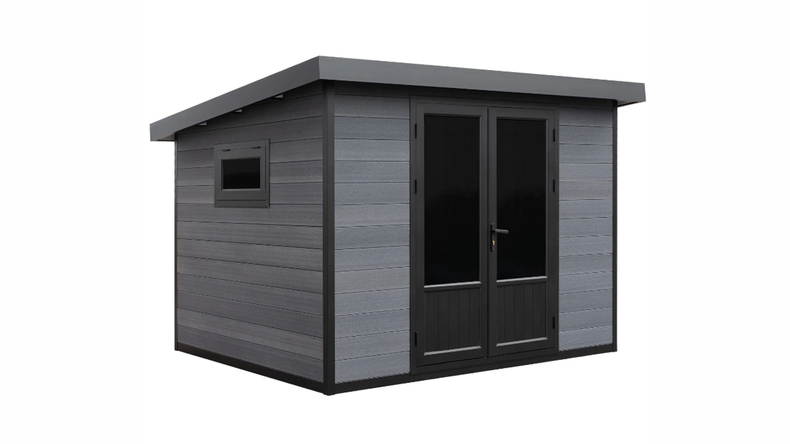 planeo WPC CoEx Pultdach Gartenhaus M - Anthrazit 280 x 280 cm