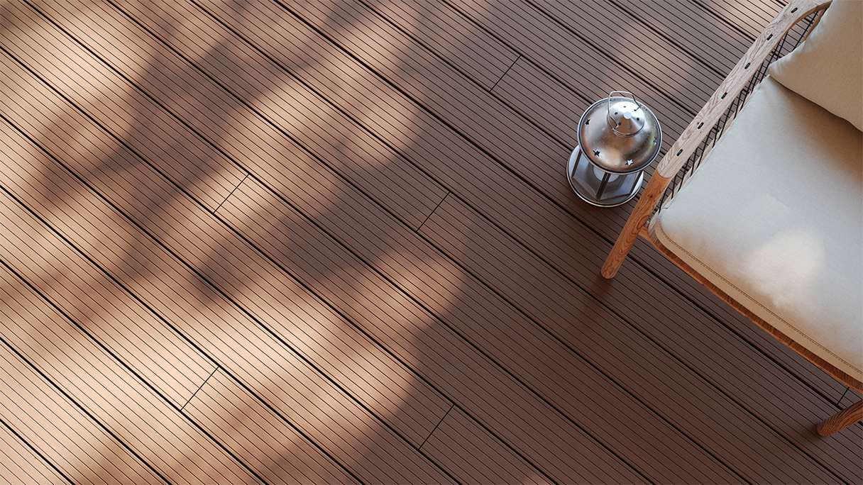 planeo LightWood WPC Terrassendiele Hohlkammer - Hellbraun 3m gerillt/genutet