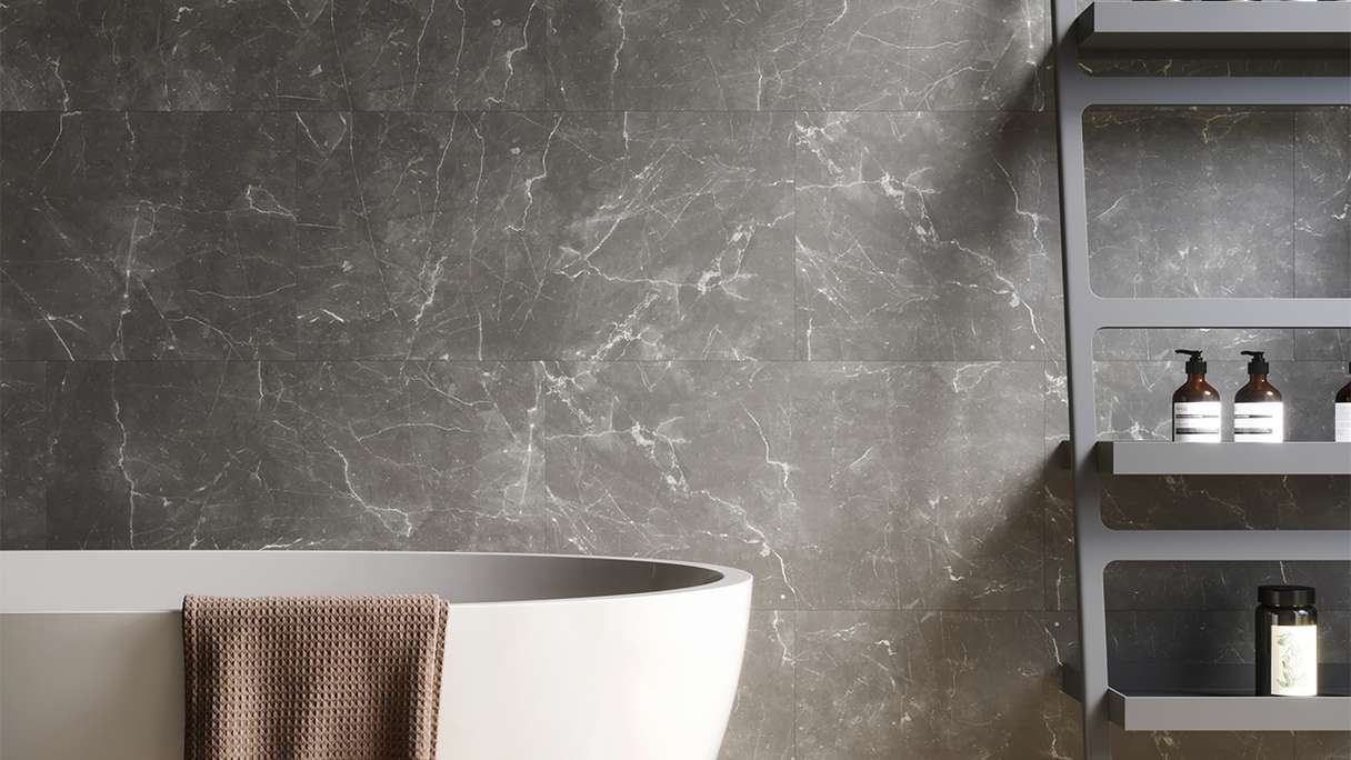 planeo Wandverkleidung Kunststoff - Wall&Floor Design Chino Dark supermatt 80 x 40 cm