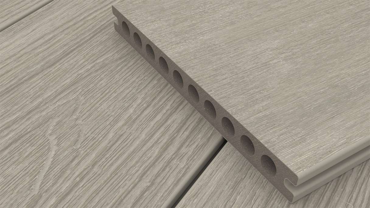 planeo MAXLine Nature - 3m WPC CoEx ummantelte XL Terrassendiele Verbundprofil leicht - Hellgrau strukturiert/glatt gebürstet