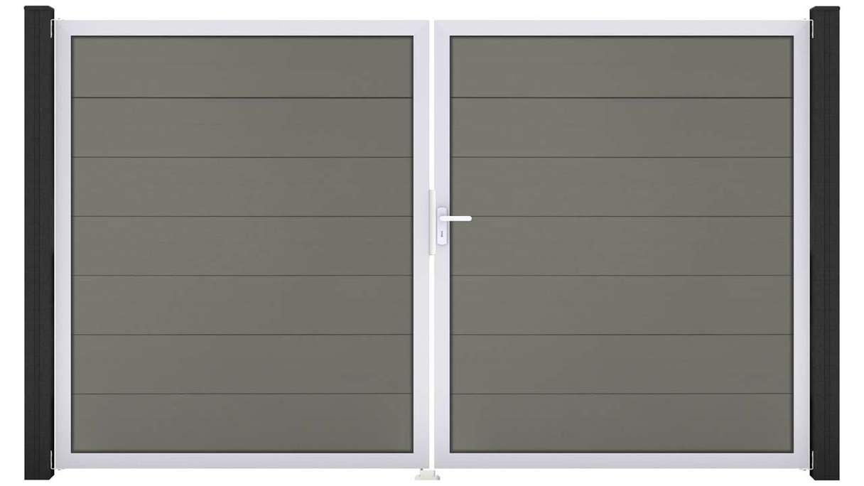 planeo Gardence Strong XL - BPC-Tor - 2-flügelig Grau mit Alurahmen