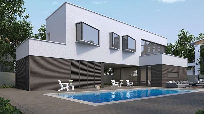 planeo LINEA Slim - WPC CoEx Fassadenverkleidung Dunkelgrau 2900 x 215 mm
