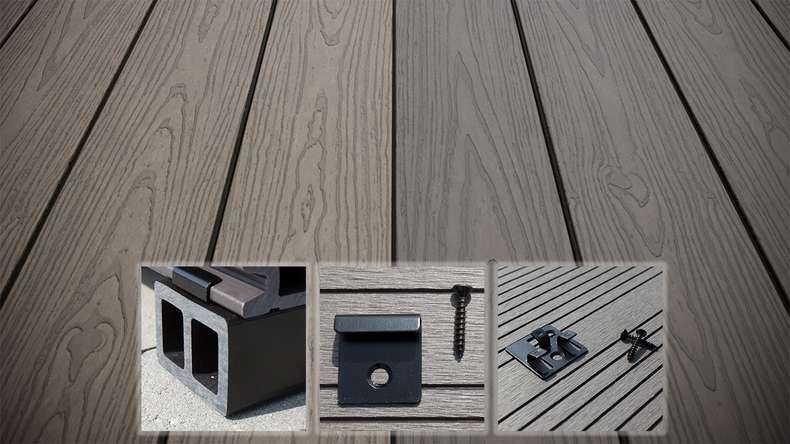 planeo CoEXWood WPC-Terrasse Komplett-Set Massivdiele - Anthrazitgrau/Graubraun strukturiert