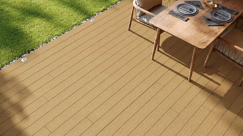 planeo LineWood WPC Terrassendiele Massiv - Erdbraun 3m gerillt/genutet