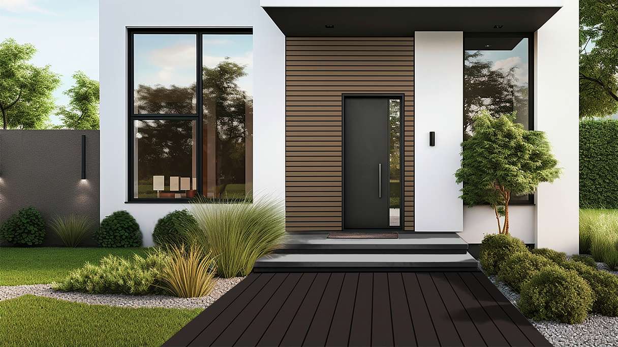 planeo Holzterrasse Massivdiele Bambus Dunkel glatt/fein genutet - 1850 x 137 x 20 mm