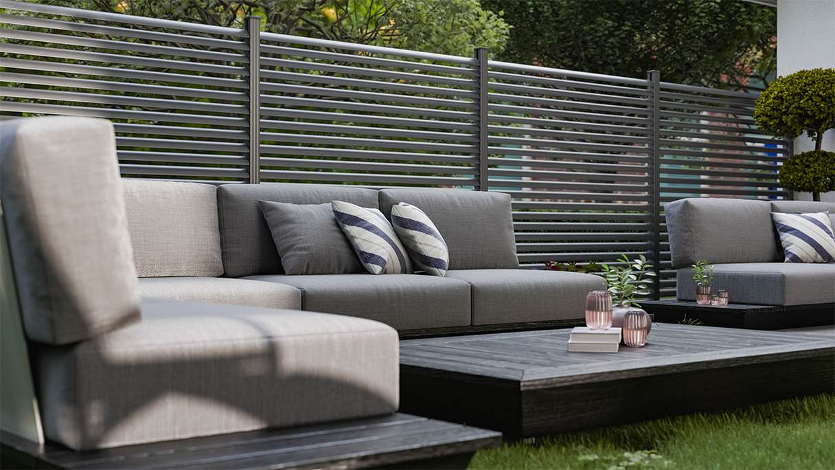 planeo Gardence Metallic Ellipse - Alu-Gartenzaun Quadratisch Anthrazit | DB703