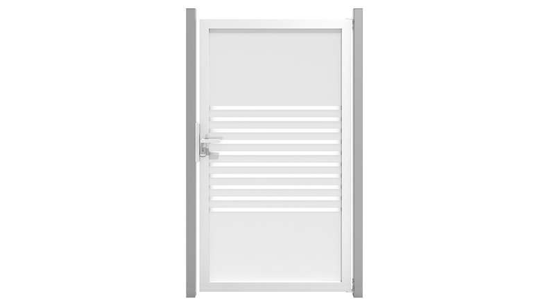 planeo Gardence Flair - Glas-Sichtschutz Tor mit Alurahmen 100 x 180 cm